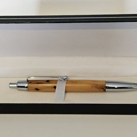 Lightweight Athena click Pen in Chrome and Yew branch wood
