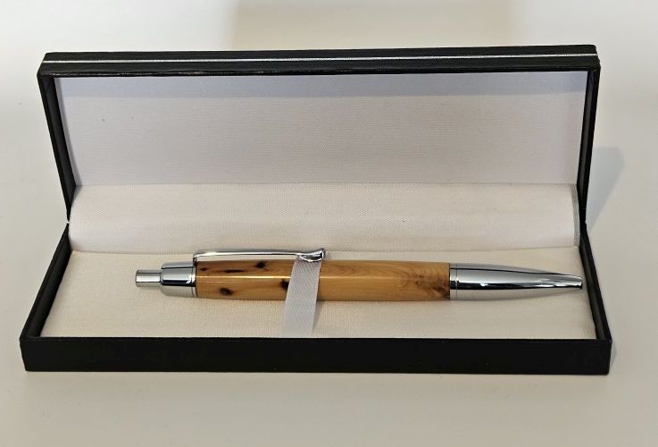 Lightweight Athena click Pen in Chrome and Yew branch wood