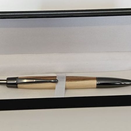 Handcrafted Athena Click Pen in Gunmetal Fittings and Yew Body