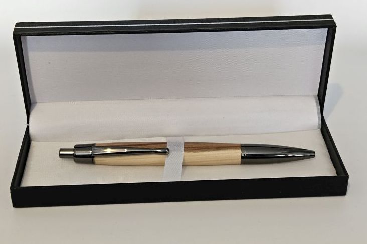 Handcrafted Athena Click Pen in Gunmetal Fittings and Yew Body