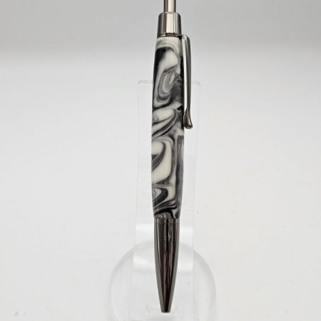 Handcrafted Athena Click Pen in Gunmetal and Resin swirl Body