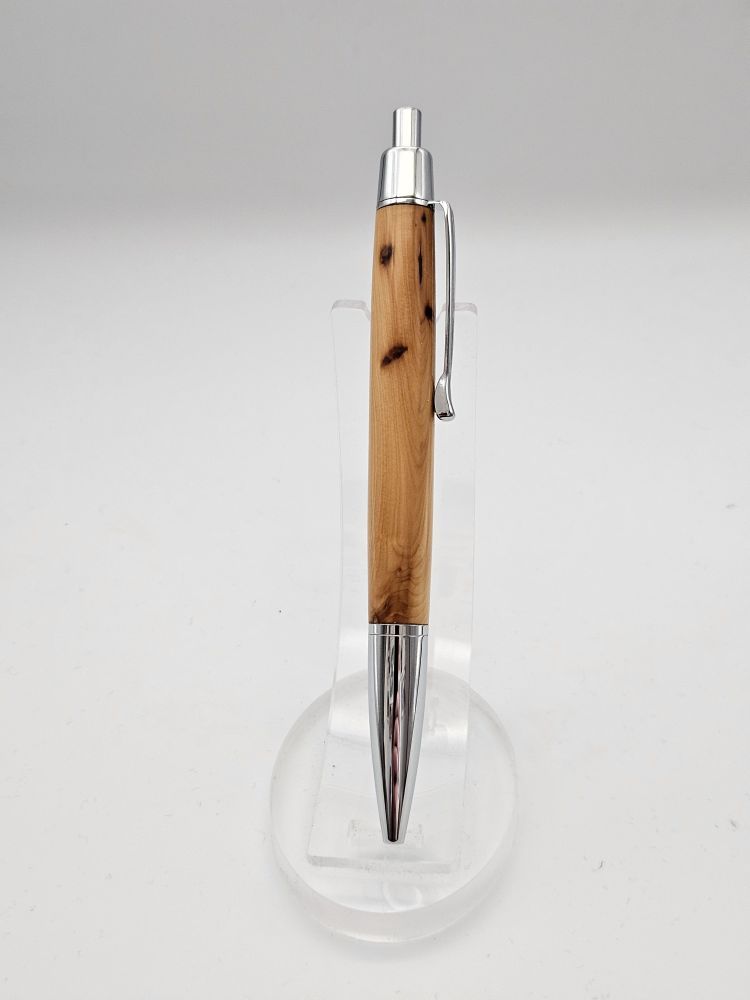 Lightweight Athena click Pen in Chrome and Yew branch wood