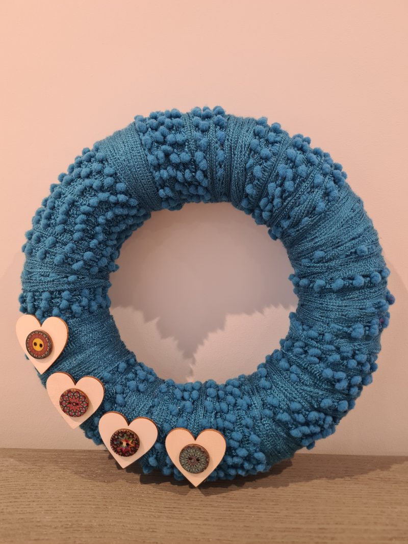 Bobbly yarn wrapped wreath