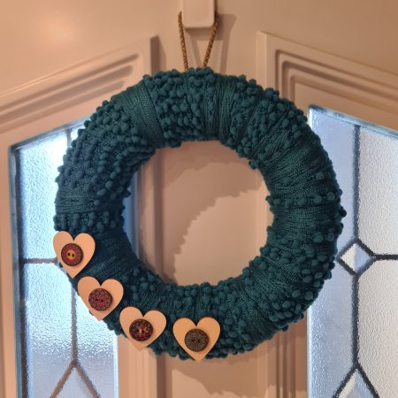 Bobbly yarn wrapped wreath