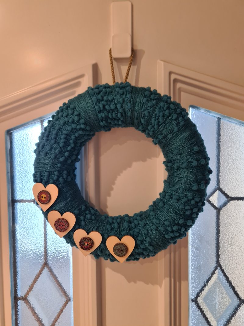 Bobbly yarn wrapped wreath
