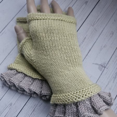 Handknitted luxury fingerless mitts.