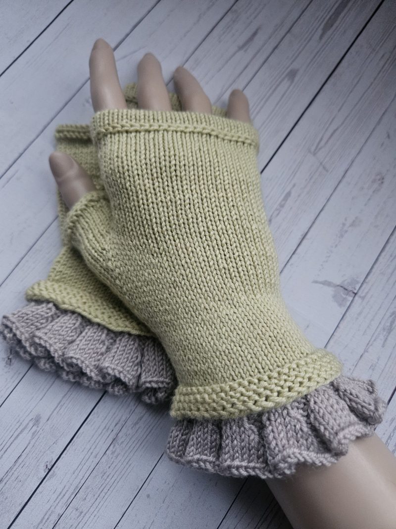 Handknitted luxury fingerless mitts.