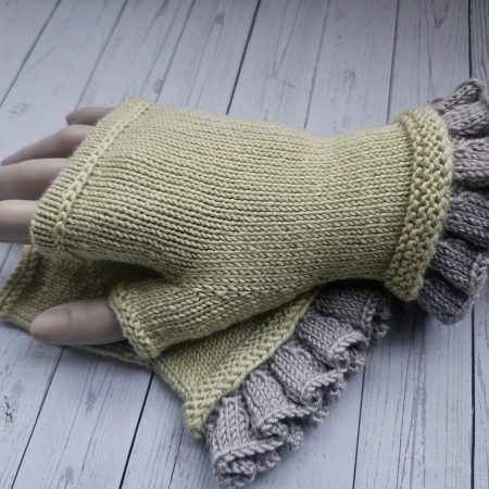 Handknitted luxury fingerless mitts.