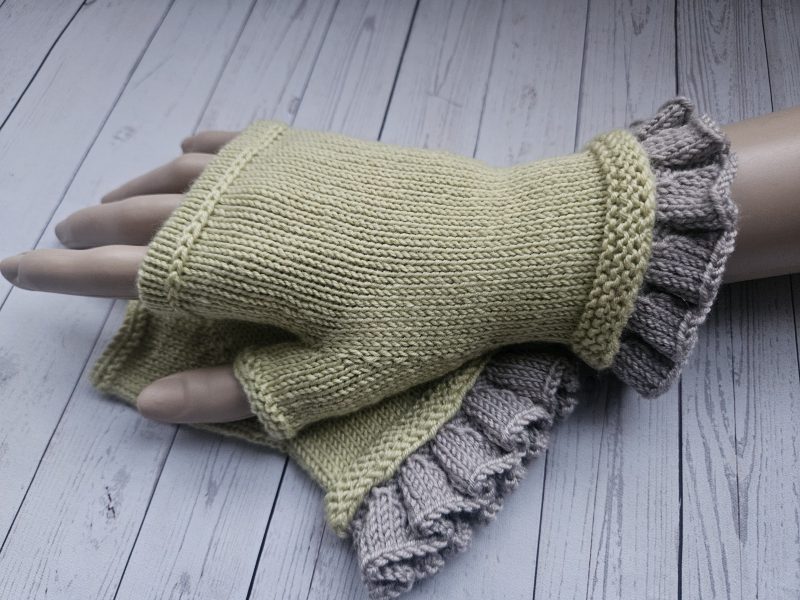 Handknitted luxury fingerless mitts.