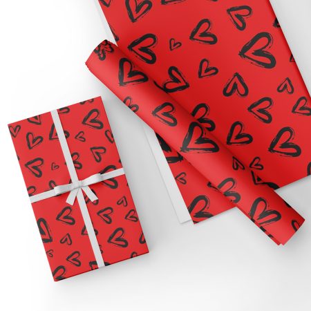 Black Hearts Gift Wrap