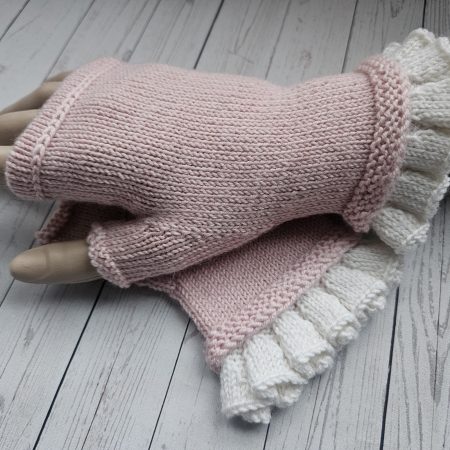 Handknitted luxury fingerless mitts.