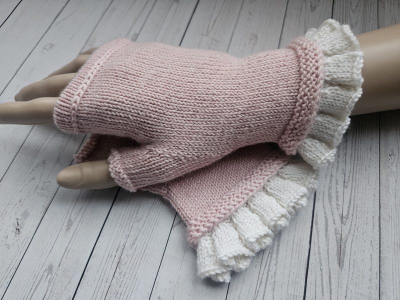 Handknitted luxury fingerless mitts.