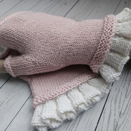 Handknitted luxury fingerless mitts.