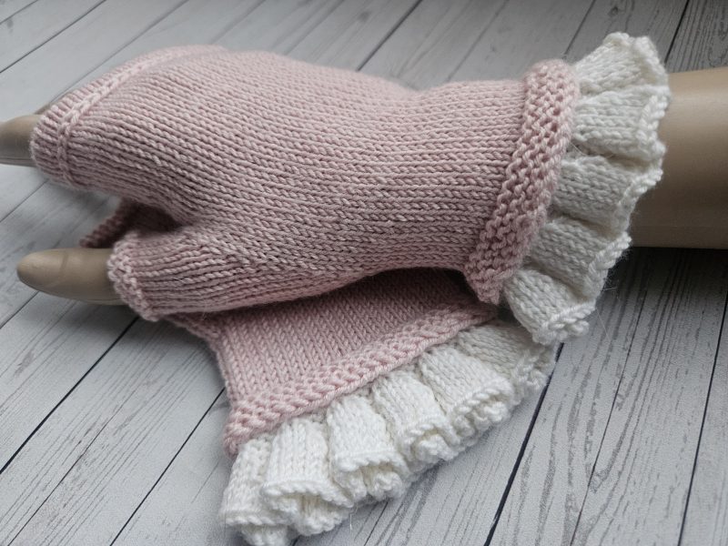 Handknitted luxury fingerless mitts.