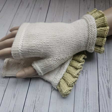 Handknitted luxury fingerless mitts.