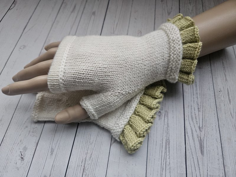 Handknitted luxury fingerless mitts.
