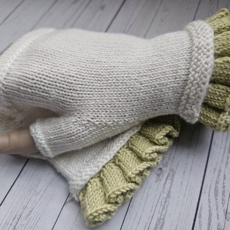 Handknitted luxury fingerless mitts.