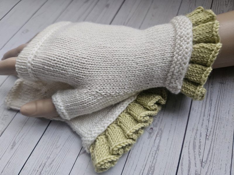 Handknitted luxury fingerless mitts.