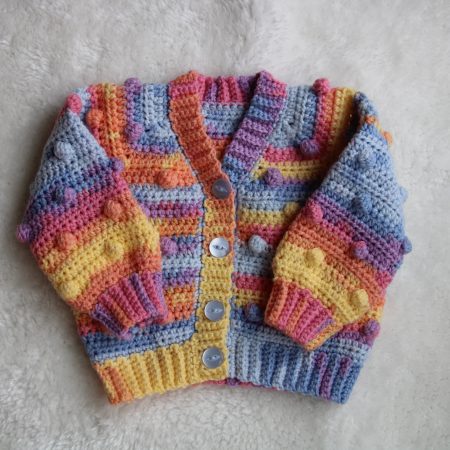 Crochet Colourful Cardigan with Bobble Design