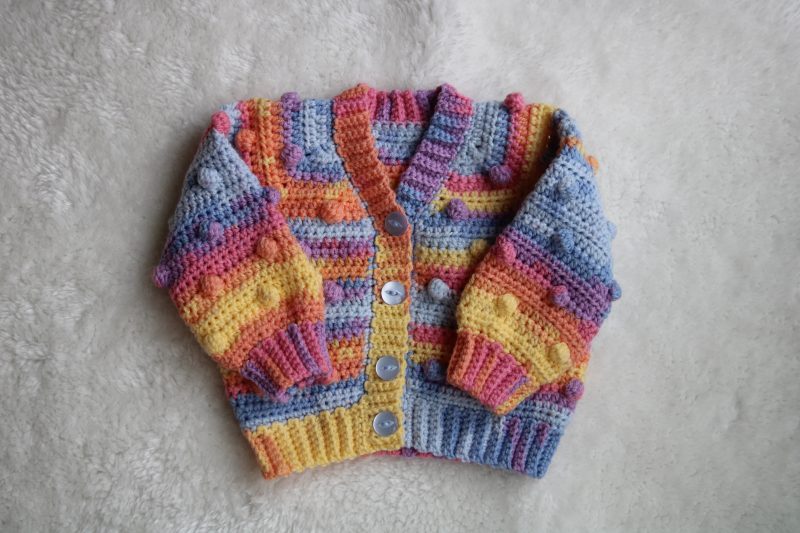 Crochet Colourful Cardigan with Bobble Design