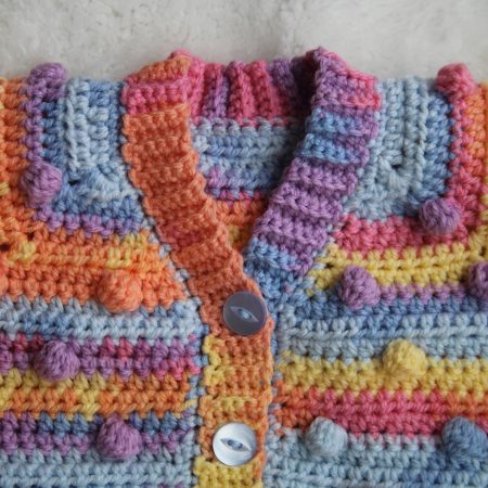 Crochet Bobble Cardigan with button closure