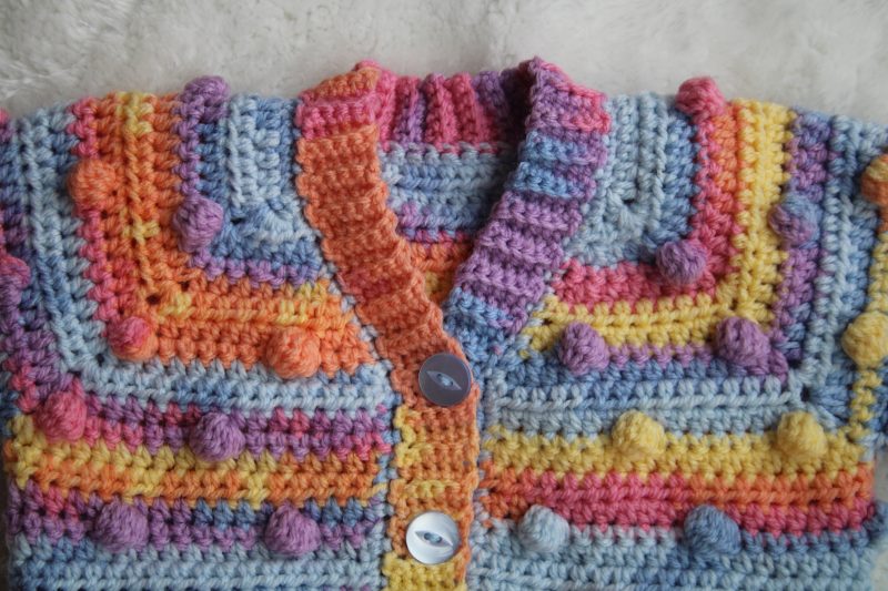 Crochet Bobble Cardigan with button closure