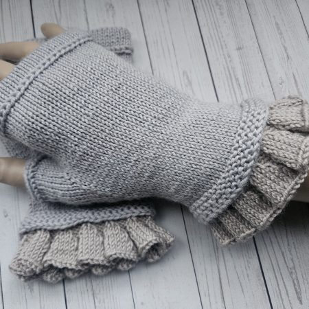 Handknitted luxury figerless mitts.
