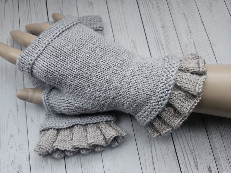 Handknitted luxury figerless mitts.