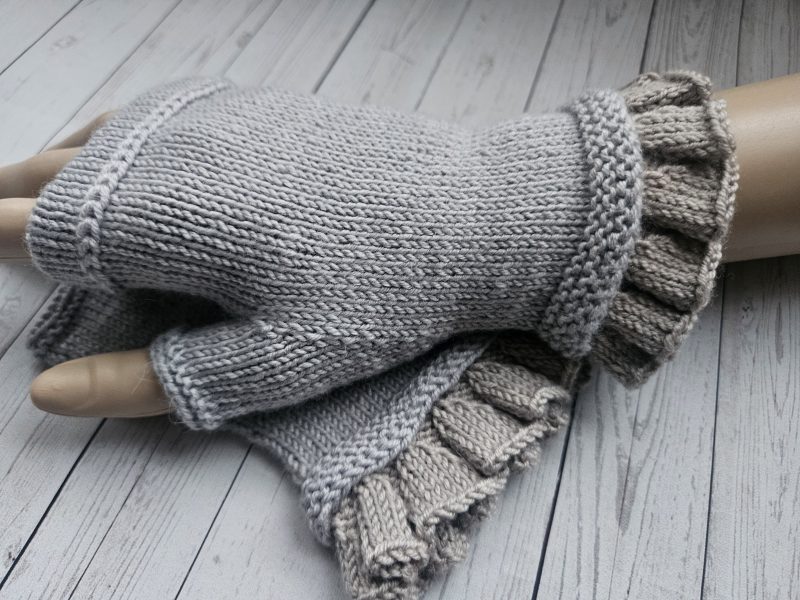 Handknitted luxury figerless mitts.