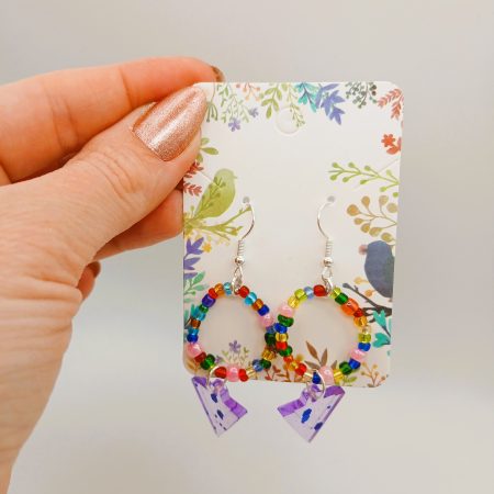Colourful Lilac Triangle drop earrings