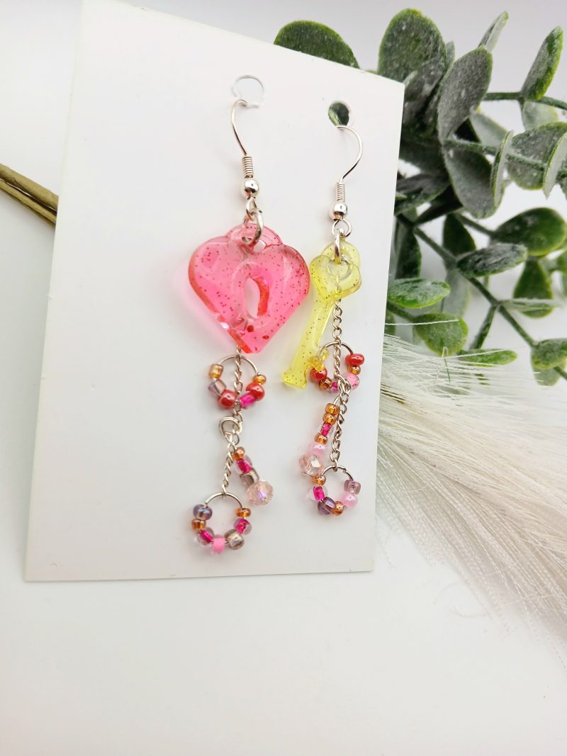 Quirky Key to my heart earrings