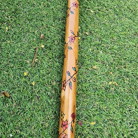 Floral Wooden Walking stick, cane, refurbished, hand painted 30.5in