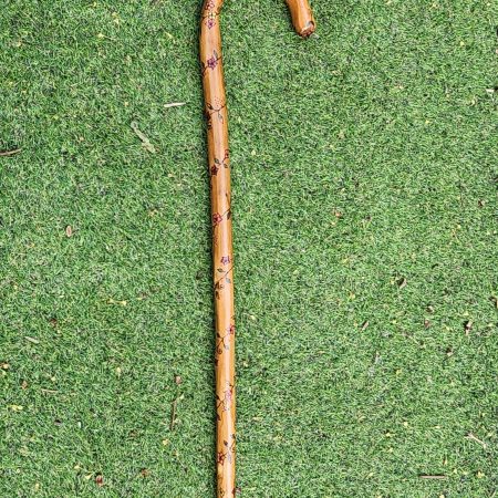 Floral Wooden Walking stick, cane, refurbished, hand painted 30.5in