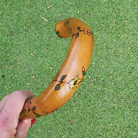 Floral Wooden Walking stick, cane, refurbished, hand painted 30.5in