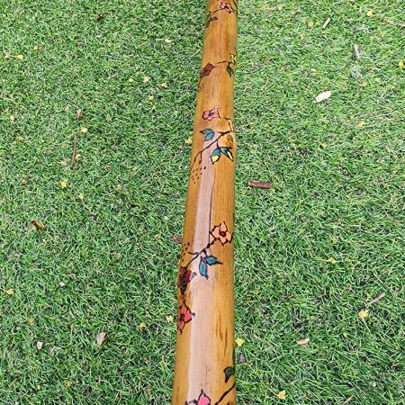 Floral Wooden Walking stick, cane, refurbished, hand painted 30.5in