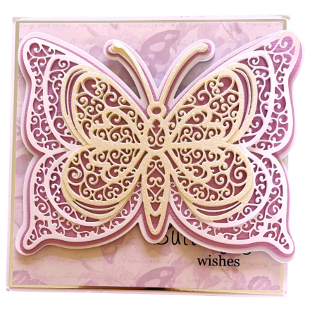 Butterfly Wishes 7 x 7 'Twisted easel' unusual handmade best wishes birthday or any occasion greeting card