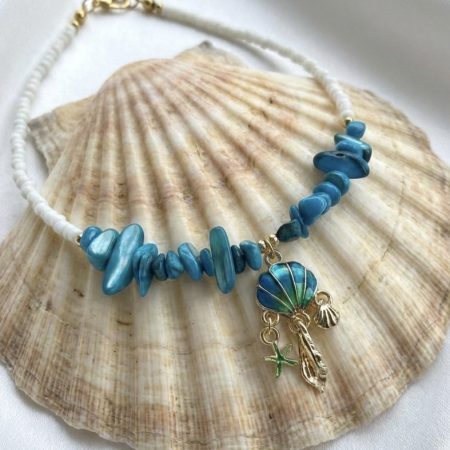 Coastal Theme Shell Chip Bead Anklets