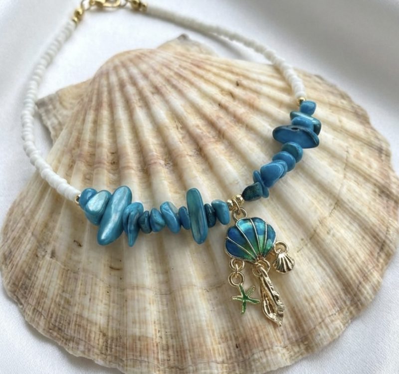 Coastal Theme Shell Chip Bead Anklets