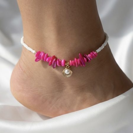 Coastal Theme Shell Chip Bead Anklets