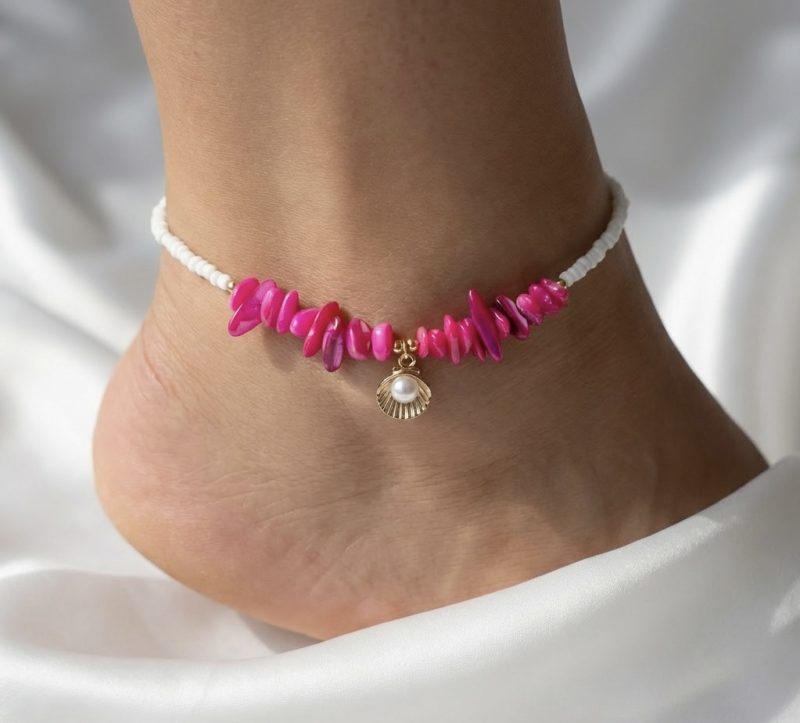 Coastal Theme Shell Chip Bead Anklets