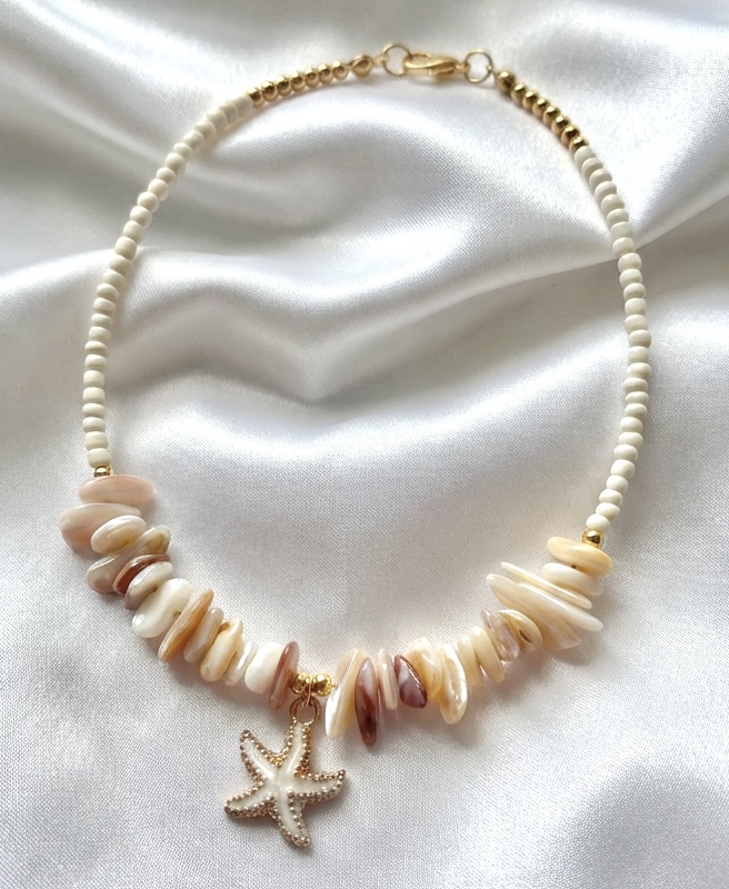 Coastal Theme Shell Chip Bead Anklets