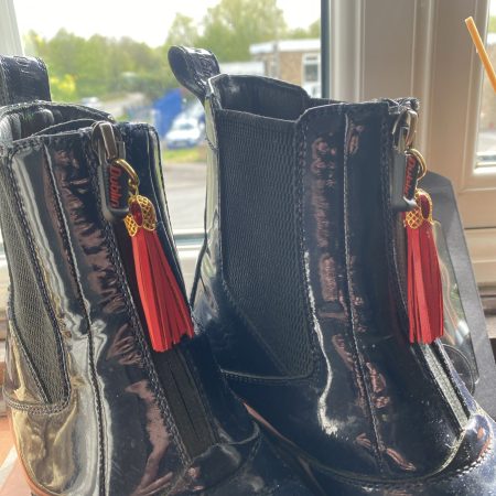 Boot charm/tassel red italian leather with