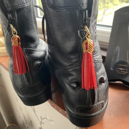 Boot charm/tassel red italian leather with