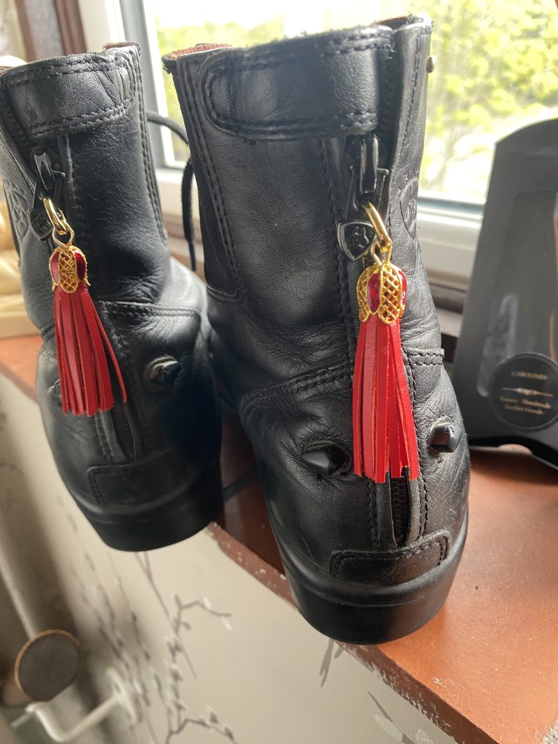 Boot charm/tassel red italian leather with