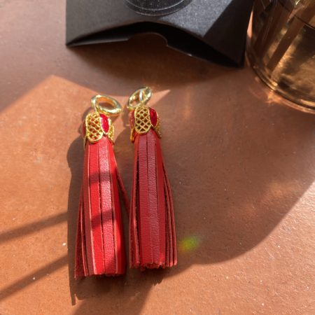 Boot charm/tassel red italian leather with