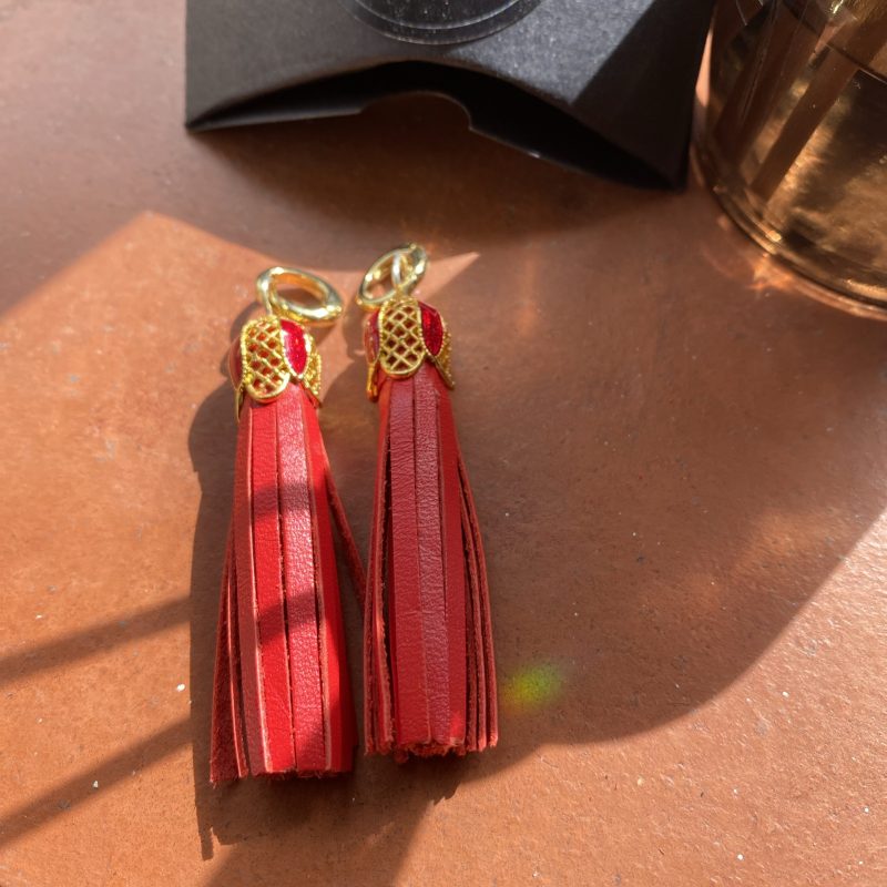 Boot charm/tassel red italian leather with