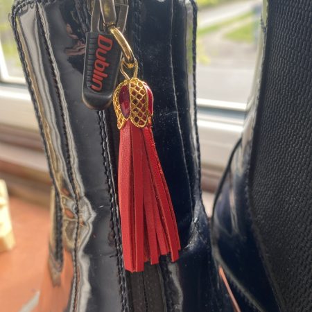 Boot charm/tassel red italian leather with