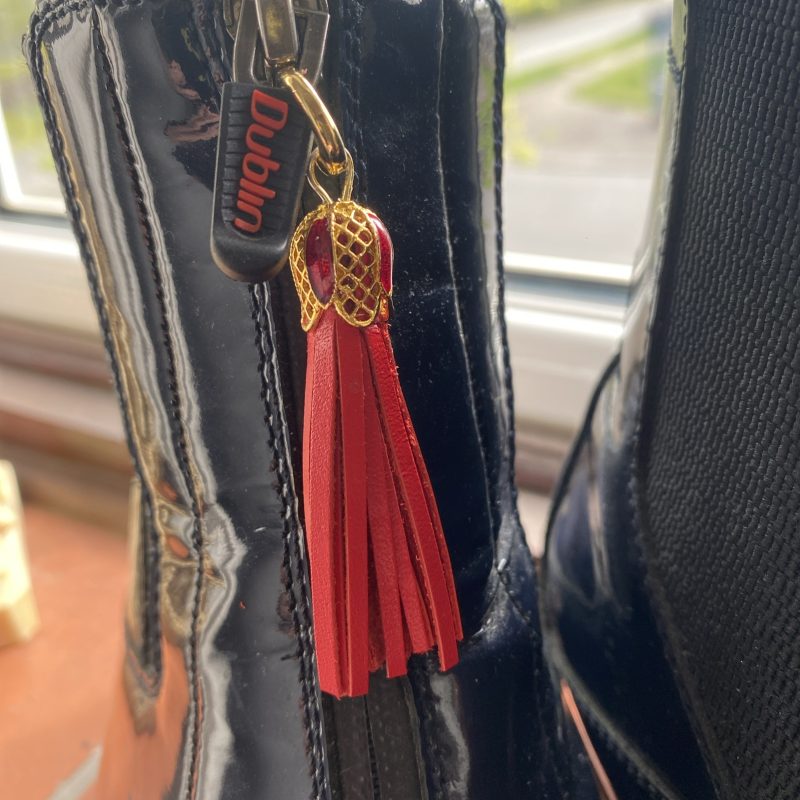 Boot charm/tassel red italian leather with