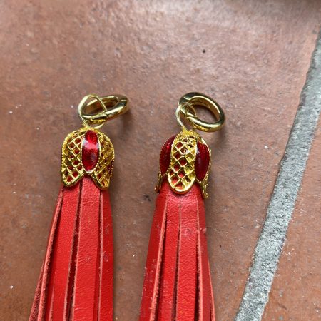 Boot charm/tassel red italian leather with