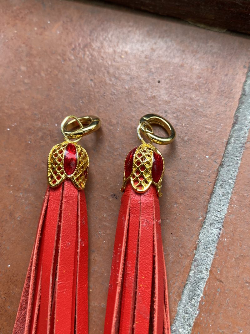 Boot charm/tassel red italian leather with